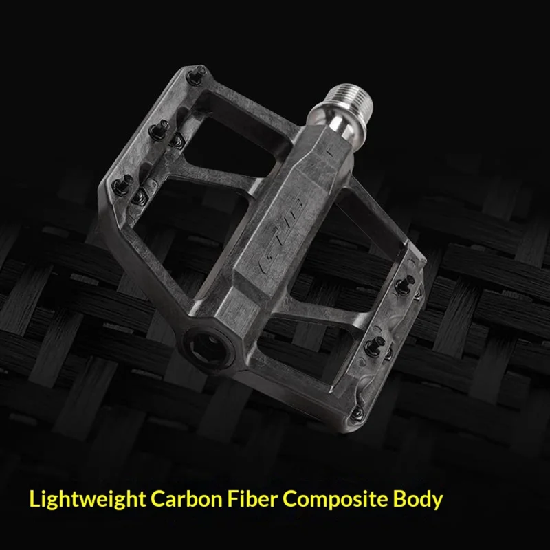 Pédales de vélo GUB GC072 avec axe en titane, composées de fibres de carbone, pour VTT/vélo de route, avec triple roulement étanche pour l'extérieur
