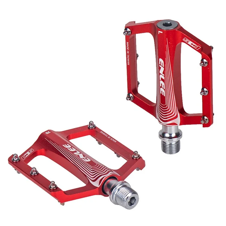 ENLEE 1 Par N16 Alea de Aluminum Pedales de Rodamiento de Cara Ancha Pedal de Bicicleta Ligera Accesorios Para Bicicletas - Rojo