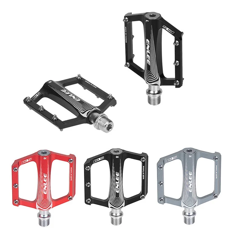 ENLEE 1 Par N16 Alea de Aluminum Pedales de Rodamiento de Cara Ancha Pedal de Bicicleta Ligera Accesorios Para Bicicletas - Rojo