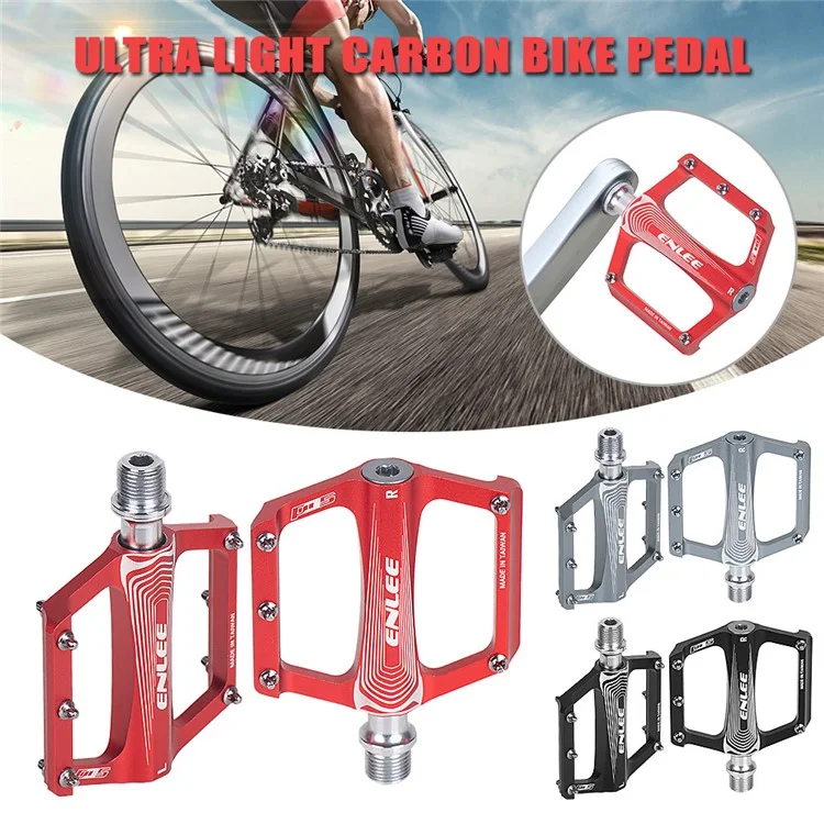 ENLEE 1 Par N16 Alea de Aluminum Pedales de Rodamiento de Cara Ancha Pedal de Bicicleta Ligera Accesorios Para Bicicletas - Rojo
