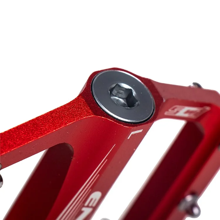 ENLEE 1 Par N16 Alea de Aluminum Pedales de Rodamiento de Cara Ancha Pedal de Bicicleta Ligera Accesorios Para Bicicletas - Rojo