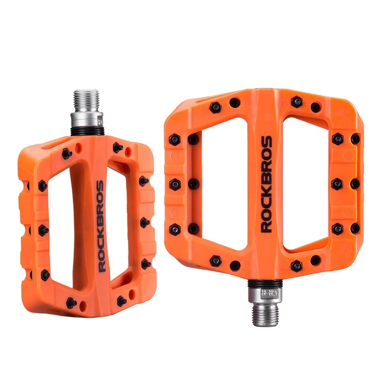 Pédales MTB Rockbros 2017-12C Pédales de Vtt de Vtt Pédales de Plate-forme de Bicycle en Fibre de Nylon Léger Pour BMX MTB 9/16 " - Orange