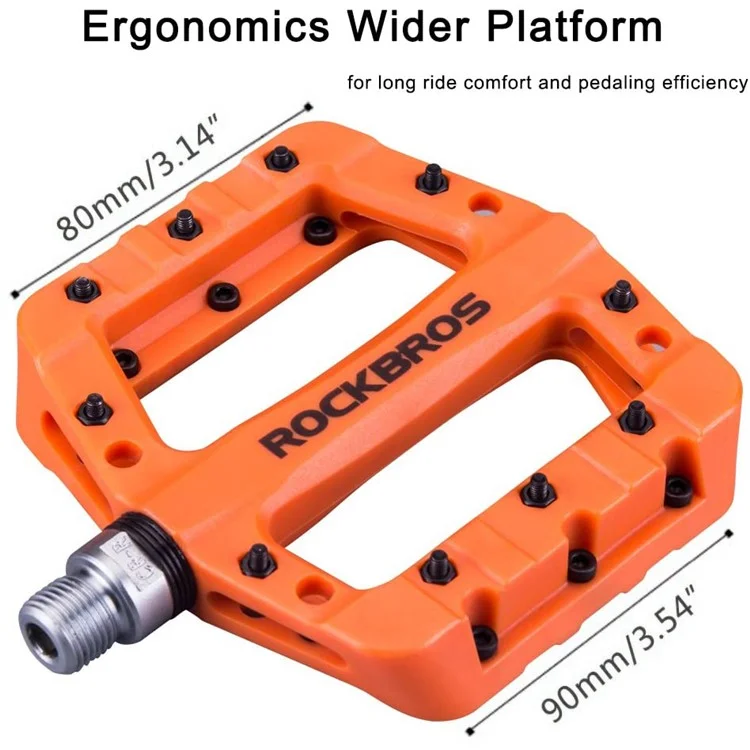 Pédales MTB Rockbros 2017-12C Pédales de Vtt de Vtt Pédales de Plate-forme de Bicycle en Fibre de Nylon Léger Pour BMX MTB 9/16 " - Orange