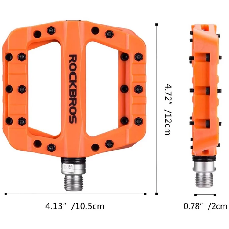 Pédales MTB Rockbros 2017-12C Pédales de Vtt de Vtt Pédales de Plate-forme de Bicycle en Fibre de Nylon Léger Pour BMX MTB 9/16 " - Orange