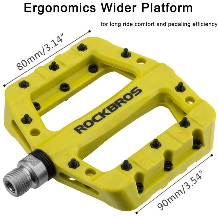 ROCKBROS 2017-12C MTB Pedals Mountain Bike Pedals Lightweight Nylon Fiber Bicycle Platform Pedals for BMX MTB 9/16" - Green