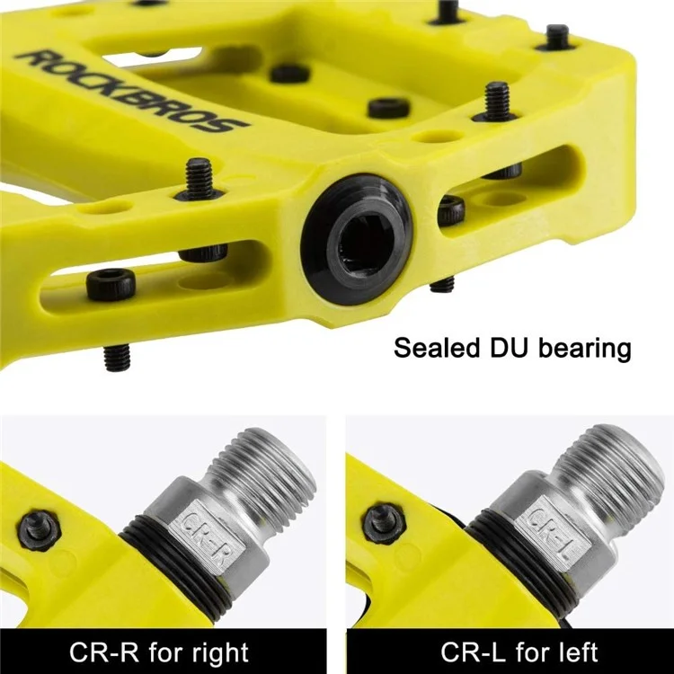 ROCKBROS 2017-12C MTB Pedals Mountain Bike Pedals Lightweight Nylon Fiber Bicycle Platform Pedals for BMX MTB 9/16" - Green