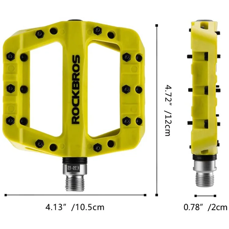 ROCKBROS 2017-12C MTB Pedals Mountain Bike Pedals Lightweight Nylon Fiber Bicycle Platform Pedals for BMX MTB 9/16" - Green