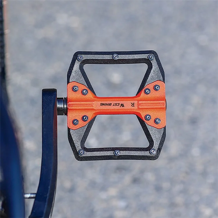 WEST BIKING YP0802099 MTB Pedais Bicicleta de Montanha Pedais Leves de Plataforma de Bicicleta de Nylon - Preto Laranja