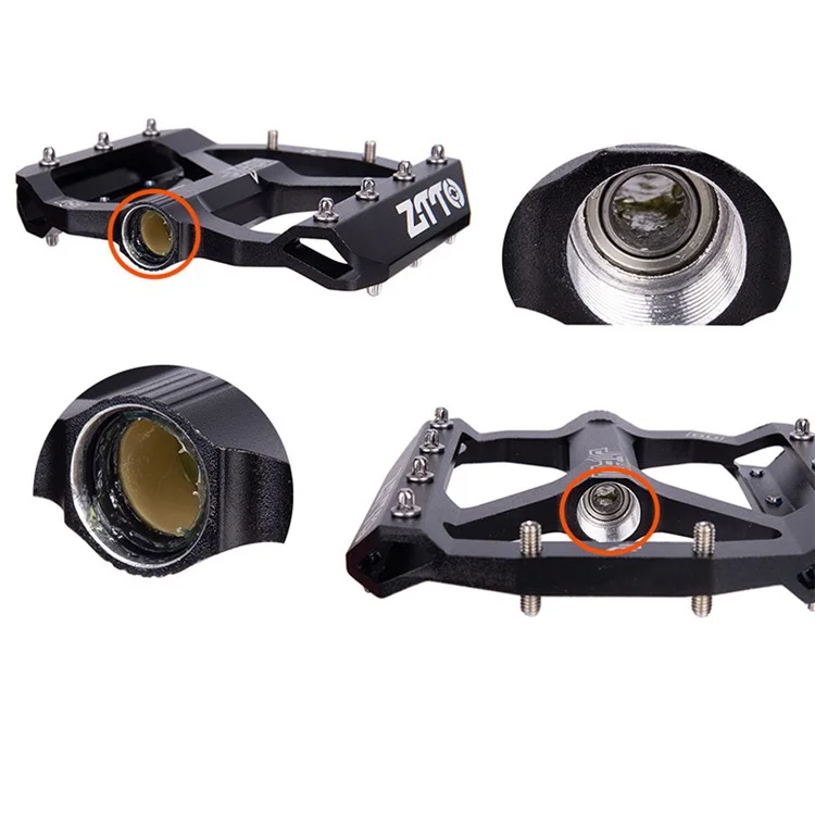 ZTTO JT01 1 Paio di Pedali Piatti in Lega di Alluminio per MTB da 12 mm - Nero
