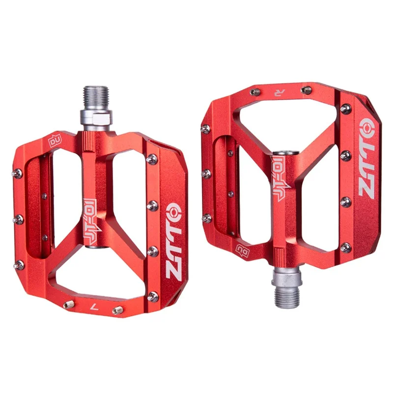 ZTTO JT01 1 Pair MTB Bike Aluminum Alloy 12mm Axle Flat Pedal Bicycle Lightweight Bearing Pedals - Red