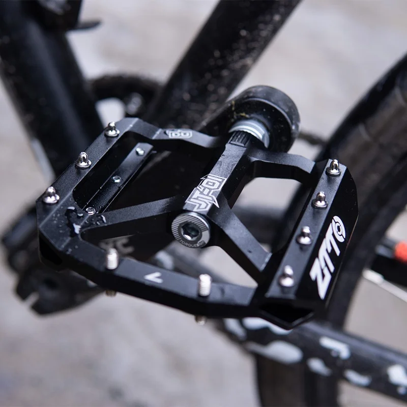 ZTTO JT01 1 Pair MTB Bike Aluminum Alloy 12mm Axle Flat Pedal Bicycle Lightweight Bearing Pedals - Red