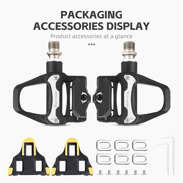 WEST BIKING YP0802116 1 Pair Chrome Molybdenum Steel Self-locking Bicycle Pedals with SPD Cleats