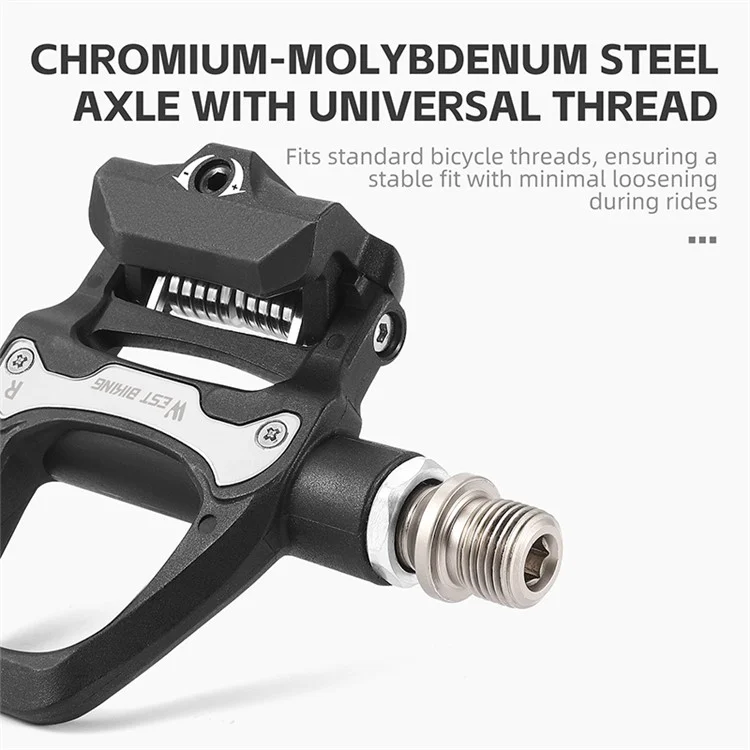 WEST BIKING YP0802116 1 Pair Chrome Molybdenum Steel Self-locking Bicycle Pedals with SPD Cleats