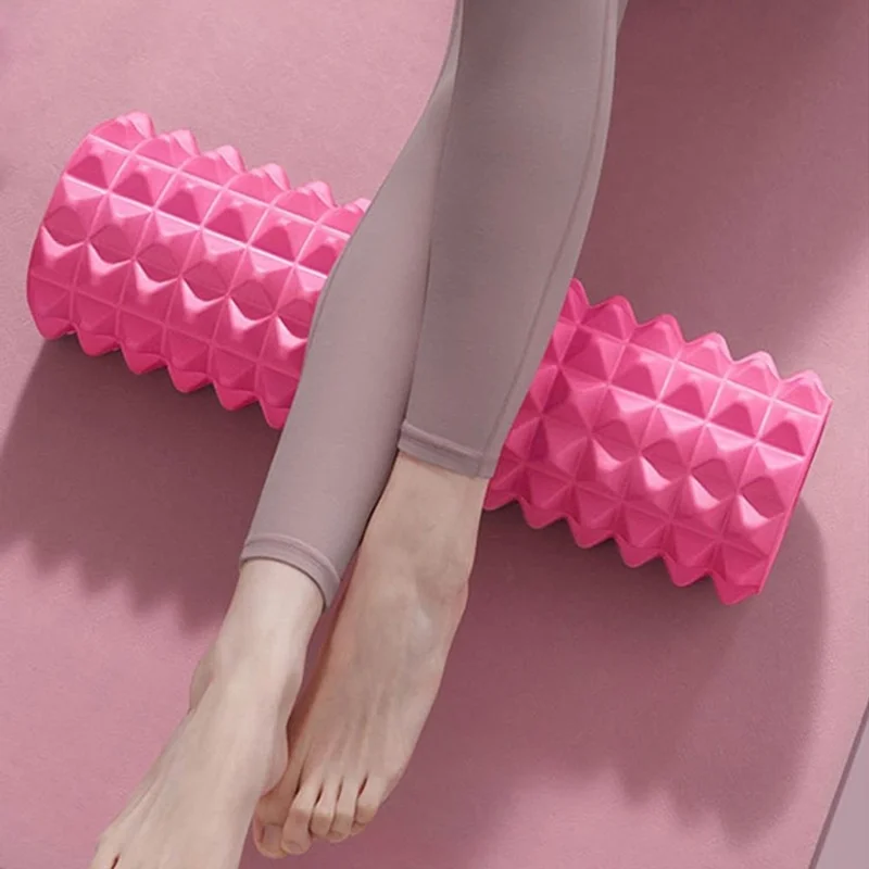 Rolo de Espuma com Design Crescente de 45 cm, Pontos Flutuantes 4D, Relaxante Muscular de EVA, Rolo de Massagem para Pernas, Costas e Corpo Inteiro - Rosa