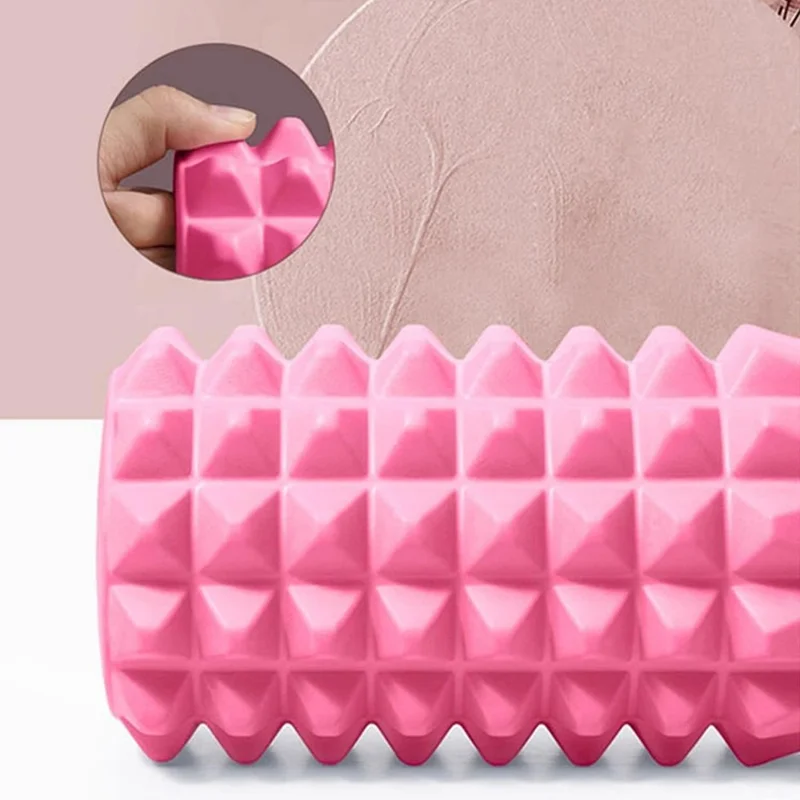 Rolo de Espuma com Design Crescente de 45 cm, Pontos Flutuantes 4D, Relaxante Muscular de EVA, Rolo de Massagem para Pernas, Costas e Corpo Inteiro - Rosa