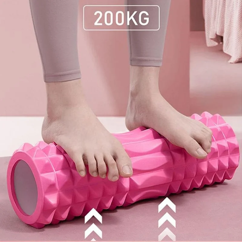 Rolo de Espuma com Design Crescente de 45 cm, Pontos Flutuantes 4D, Relaxante Muscular de EVA, Rolo de Massagem para Pernas, Costas e Corpo Inteiro - Rosa