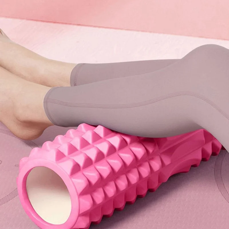 Rolo de Espuma com Design Crescente de 45 cm, Pontos Flutuantes 4D, Relaxante Muscular de EVA, Rolo de Massagem para Pernas, Costas e Corpo Inteiro - Rosa
