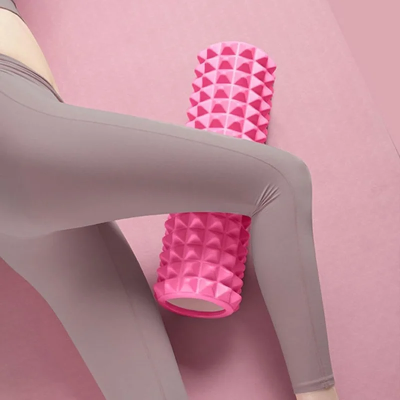 Rolo de Espuma com Design Crescente de 45 cm, Pontos Flutuantes 4D, Relaxante Muscular de EVA, Rolo de Massagem para Pernas, Costas e Corpo Inteiro - Rosa