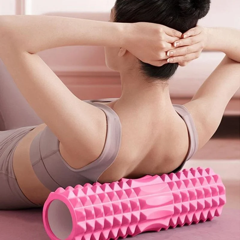 Rolo de Espuma com Design Crescente de 45 cm, Pontos Flutuantes 4D, Relaxante Muscular de EVA, Rolo de Massagem para Pernas, Costas e Corpo Inteiro - Rosa