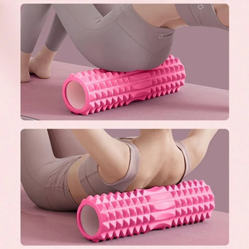 Rolo de Espuma com Design Crescente de 45 cm, Pontos Flutuantes 4D, Relaxante Muscular de EVA, Rolo de Massagem para Pernas, Costas e Corpo Inteiro - Rosa