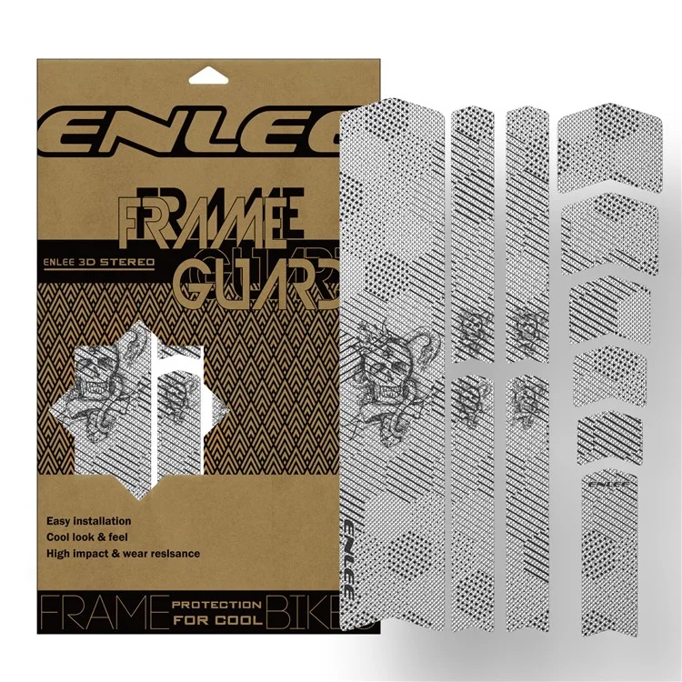 ENLEE 6161313 1 Set Bike Frame Protection Stickers Waterproof Bicycle Frame Guard Decals - Skull and Snake