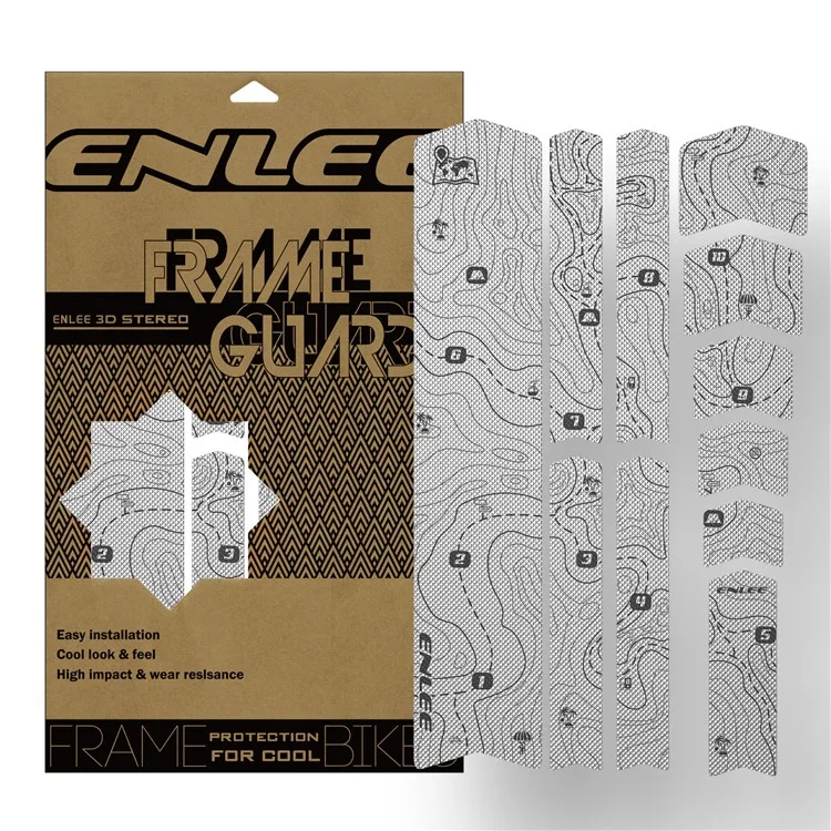 ENLEE 6161313 1 Set Bike Frame Protection Stickers Waterproof Bicycle Frame Guard Decals - Map