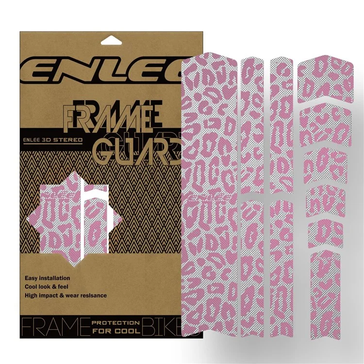 ENLEE 6161313 1 Set Bike Frame Protection Stickers Waterproof Bicycle Frame Guard Decals - Pink Leopard Print