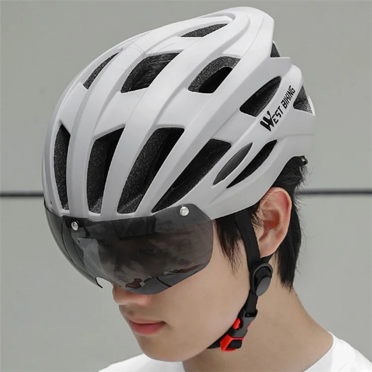 WEST BIKING YP0708120 EPS Foam Cycling Helmet with Magnetic Suction Photochromic Lens - Light Grey