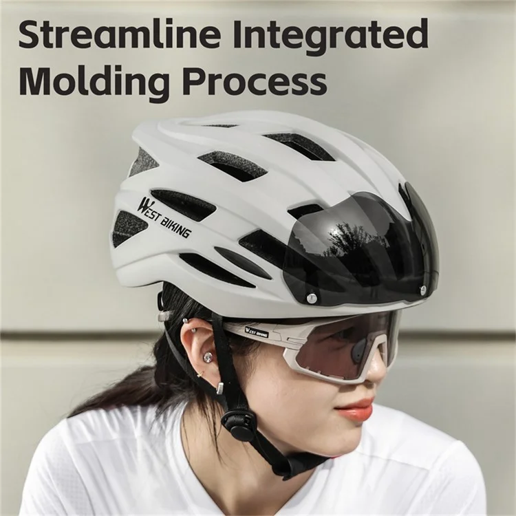 WEST BIKING YP0708120 EPS Foam Cycling Helmet with Magnetic Suction Photochromic Lens - Light Grey