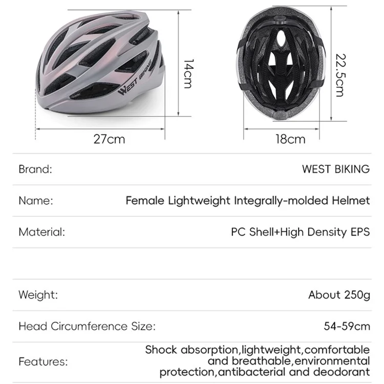 WEST BIKING YP0708118 Women's Cycling Helmet Bicycle Helmet Riding Head Protector - Multi-color