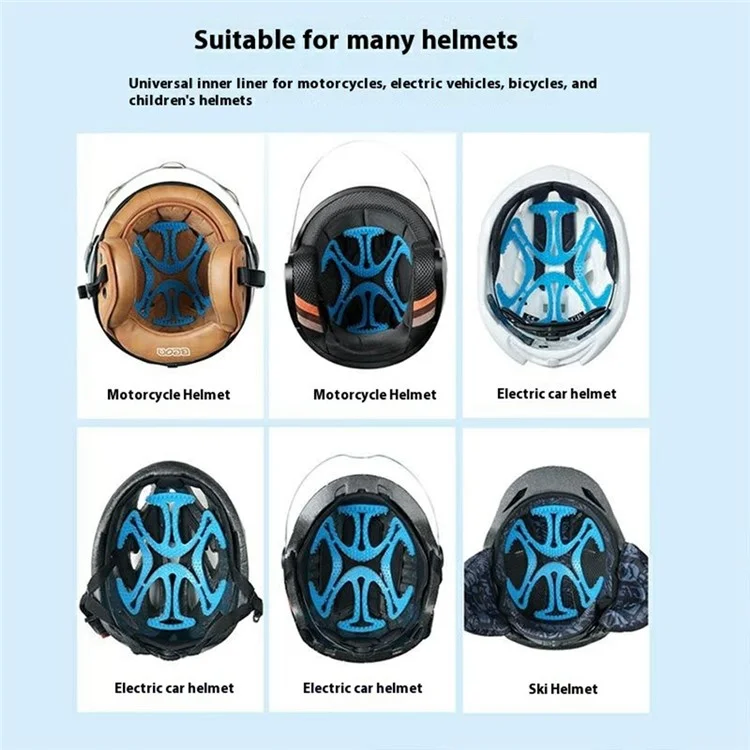 XKGJ Helmet Liner Pad Flexible Silicone Head Protection Cushion for Motorcycle Cycling Helmets - Black