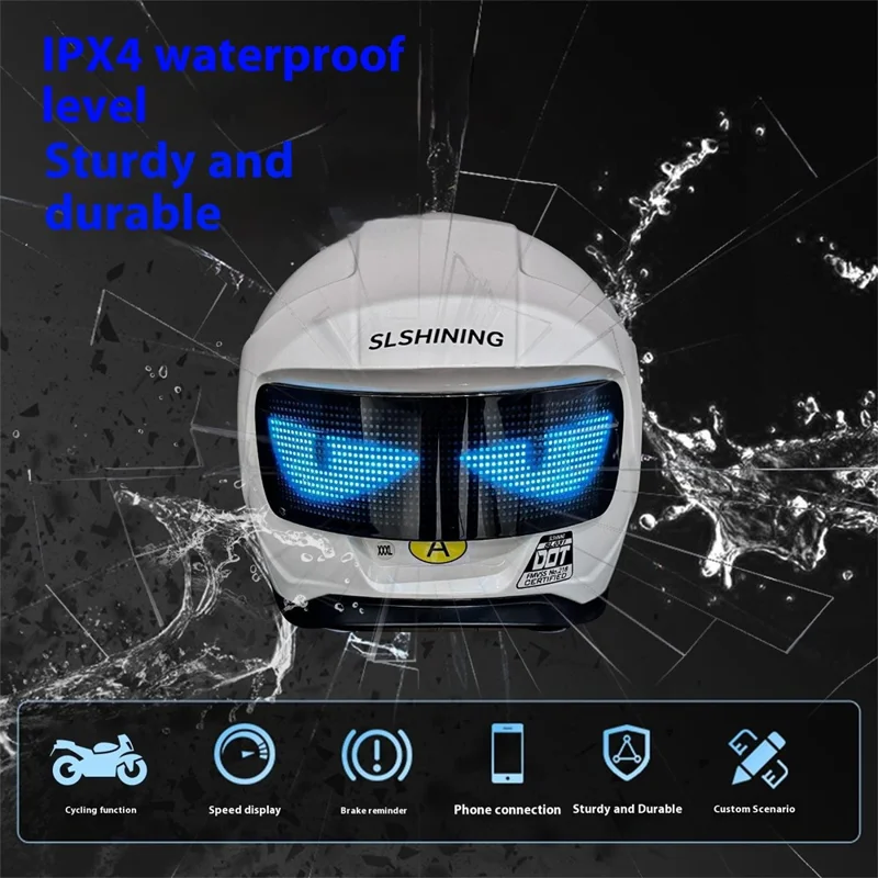 Bicycle Helmet with RGB LED Display Screen IPX4 Waterproof Helmet for Bike Riding - Black