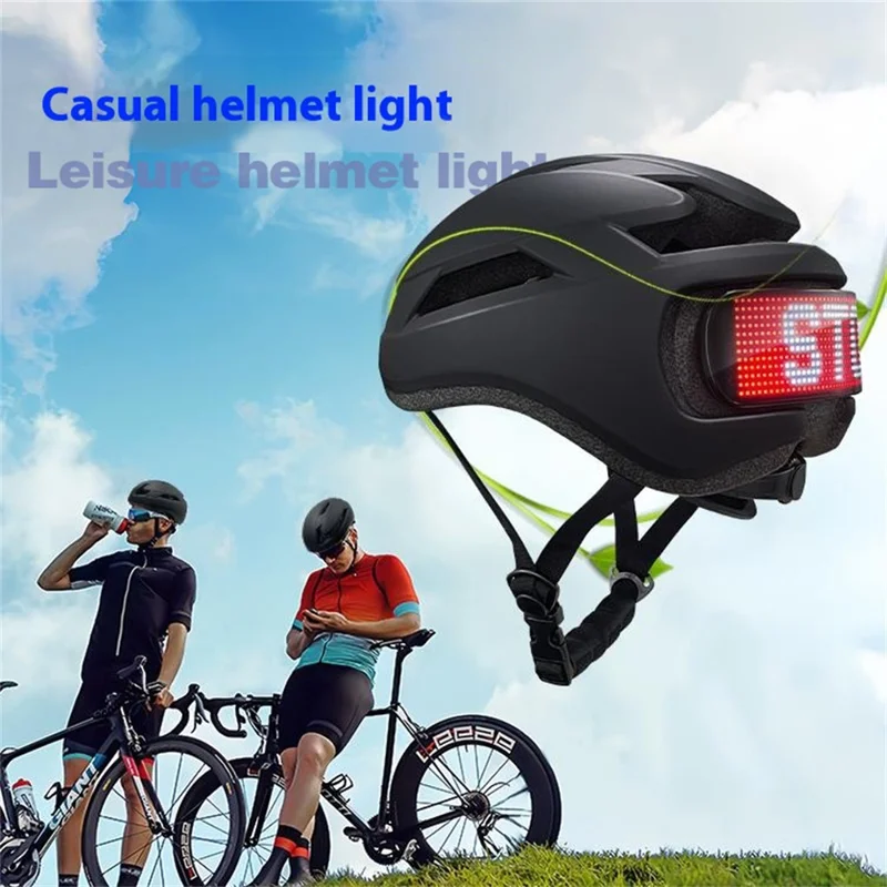 Bicycle Helmet with RGB LED Display Screen IPX4 Waterproof Helmet for Bike Riding - Black