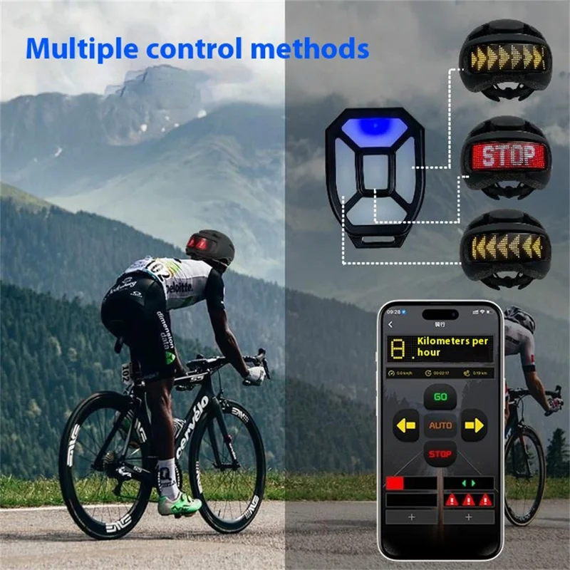 Bicycle Helmet with RGB LED Display Screen IPX4 Waterproof Helmet for Bike Riding - Black
