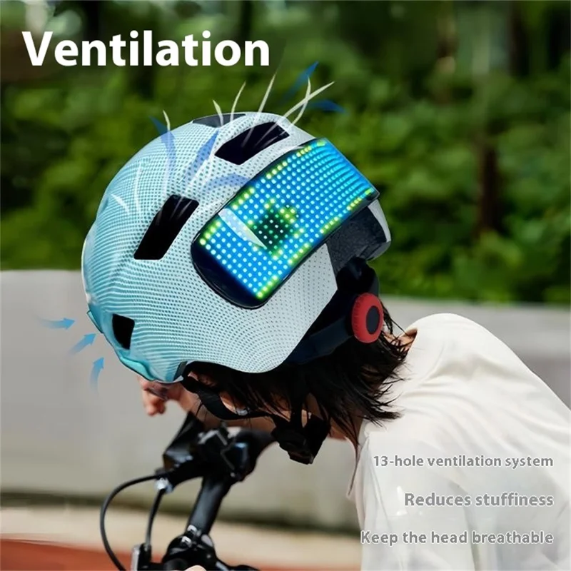 Casco con Pantalla LED Infantil - Ligero y Transpirable para Patinaje / Bicicleta de Equilibrio / Ciclismo - Azul
