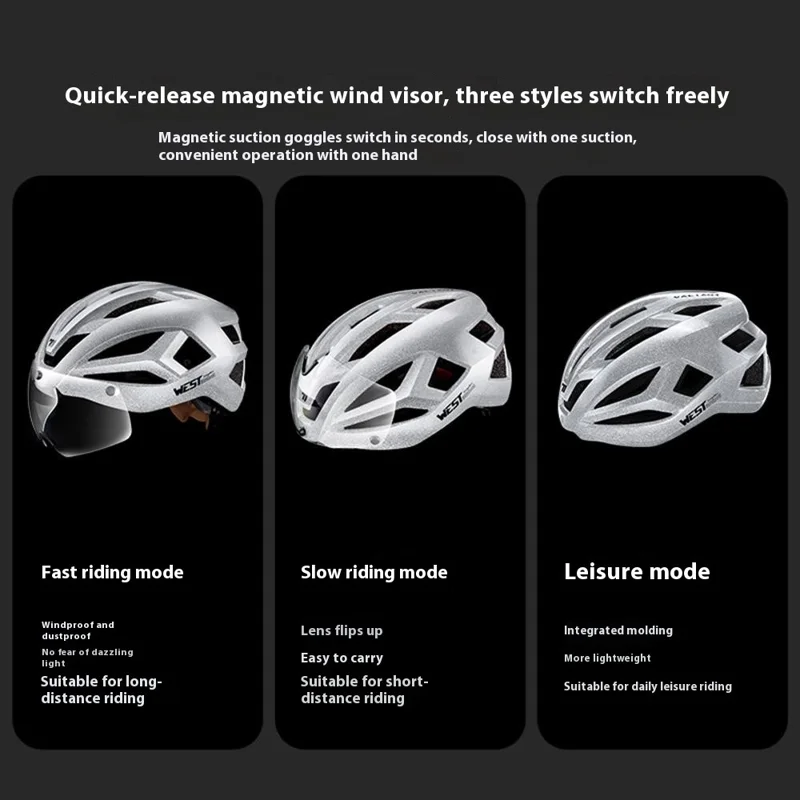 WEST BIKING YP0708129 Fahrradhelm für Männer und Frauen, PC EPS, leicht, atmungsaktiv, reflektierend, Fahrrad-Sicherheitshelm - Silber