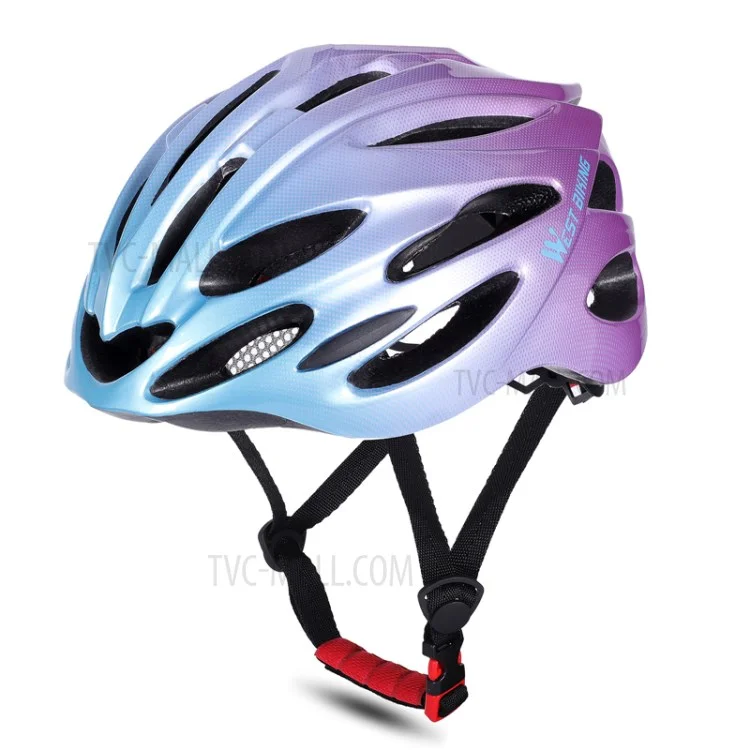 West Biking Breathable Cycling Casque Mtb Bicycle de Route Casque de Vélo de Route Extérieur Sports EPS Cap - Bleu Violet