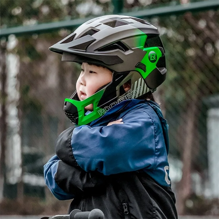 ROCKBROS TS-61 Kids Shock Absorption Bicycle Helmet Breathable Bike Balance Car Head Protection Helmet - Black/Titanium S