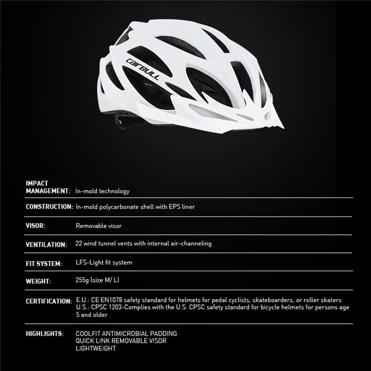CAIRBULL CB-39 Radfahrhelm für Fahrrad, Mountain Bike und Rennrad, Kopfschutz aus PC+EPS, atmungsaktiv - Blau