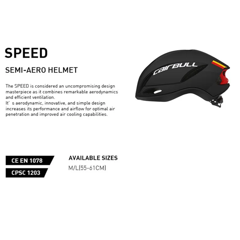 CAIRBULL CB-06 Road Cycling Helmet PC+EPS MTB Mountain Bicycle Helmet, 55-61cm - Black