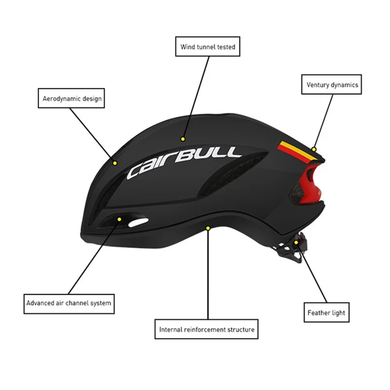 CAIRBULL CB-06 Road Cycling Helmet PC+EPS MTB Mountain Bicycle Helmet, 55-61cm - Black