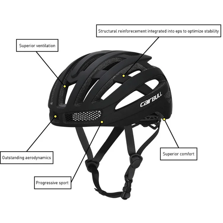 CAIRBULL C-01 MTB Mountain Bike Helmet PC+EPS Cool Cycling Helmet - Black / M (52-58cm)