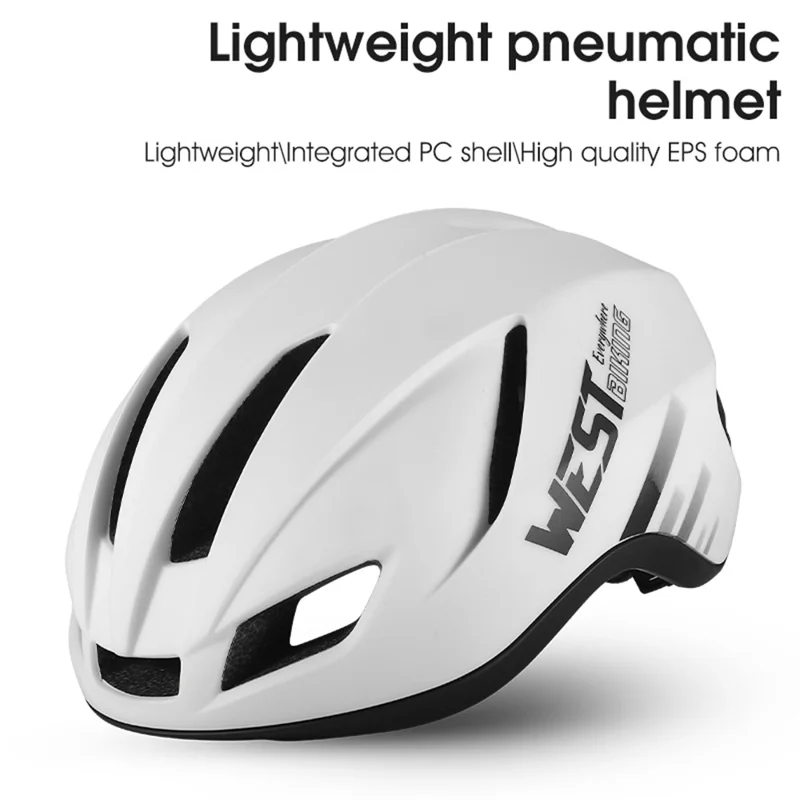 WEST BIKING YP1602505 Lightweight Pneumatic Bike Helmet with LED Taillight - White