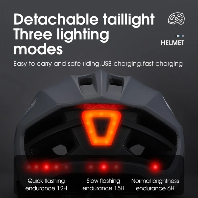 WEST BIKING YP1602505 Lightweight Pneumatic Bike Helmet with LED Taillight - White