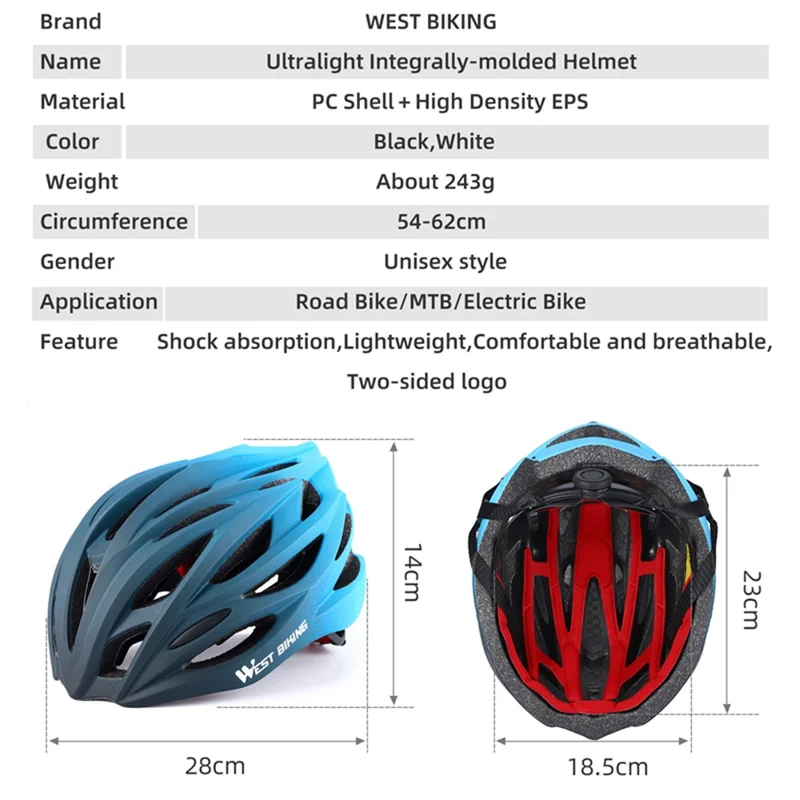 WEST BIKING YP0708116 Gradient Cycling Helmet Head Protection PC+EPS Breathable Bike Helmet - Orange