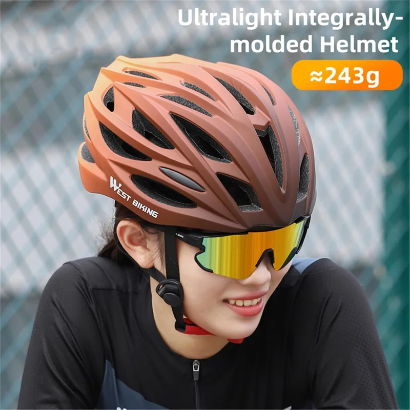 WEST BIKING YP0708116 Gradient Cycling Helmet Head Protection PC+EPS Breathable Bike Helmet - Orange
