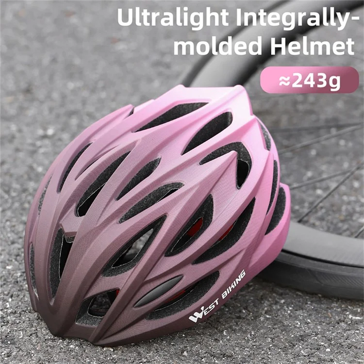 WEST BIKING YP0708116 Gradient Cycling Helmet Head Protection PC+EPS Breathable Bike Helmet - Purple Pink