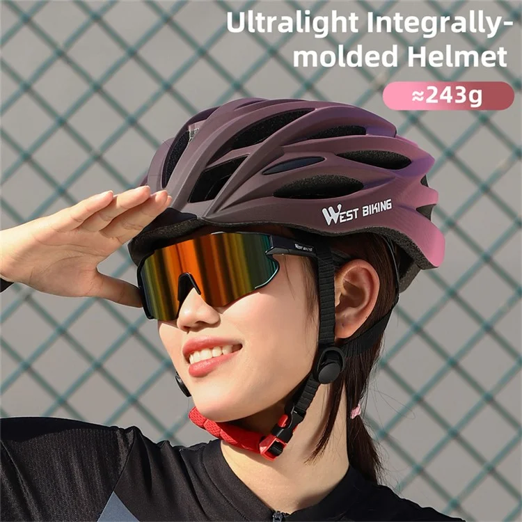 WEST BIKING YP0708116 Gradient Cycling Helmet Head Protection PC+EPS Breathable Bike Helmet - Purple Pink