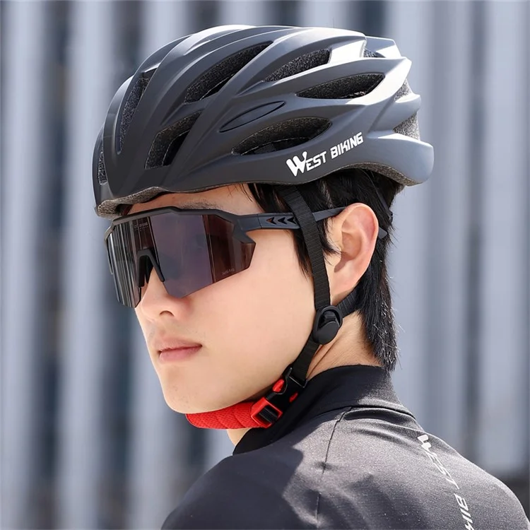 WEST BIKING YP0708116 Capacete de Ciclismo com Gradiente Proteção de Cabeça PC+EPS Respirável - Preto