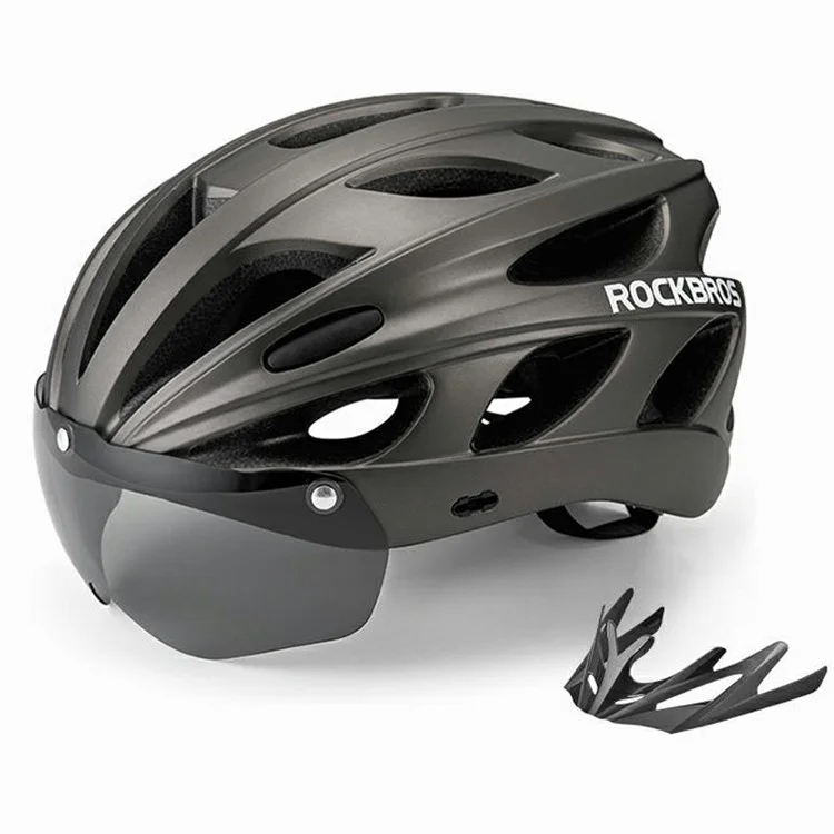 ROCKBROS TT-16-001 Bicycle Helmet Shock Absorbing EPS Cycling Helmet with Goggles Lens - Titanium